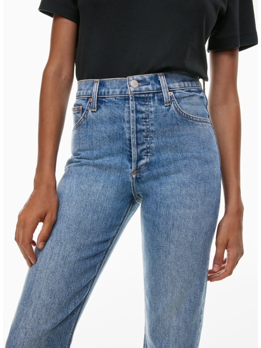 ARITZIA Women's Denim Forum The Arlo Hi-Rise Straight Jeans Medium Wash